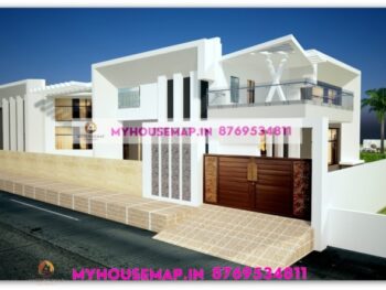 image of duplex bungalow house elevation and white theme front perfect design